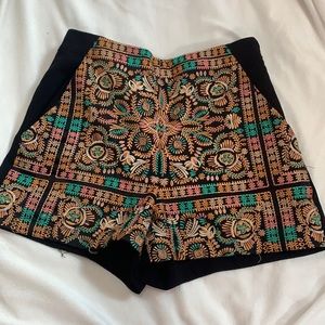Topshop High Waisted Embroidered Shorts